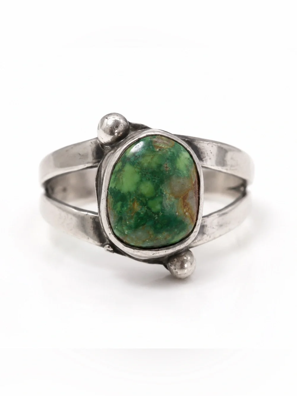 Sterling Silver Green Turquoise Split-Band Ring